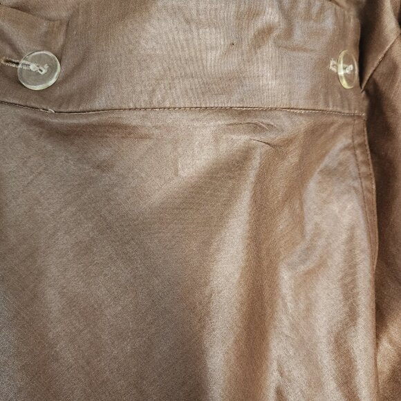 1980s Sateen Vintage Full Midi Skirt in Brown Made in USA Union Label - Picture 4 of 7